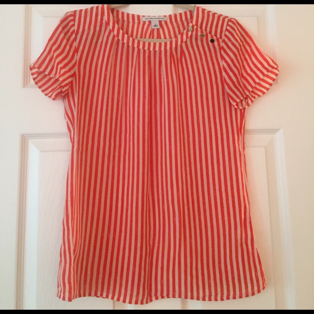 Orange & White Striped Blouse
