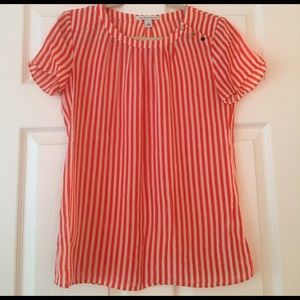 Orange & White Striped Blouse