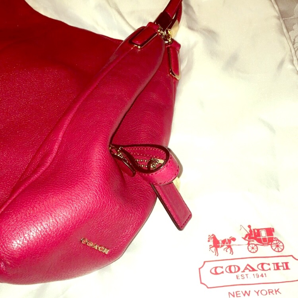 Red and Gold Leather Coach Purse