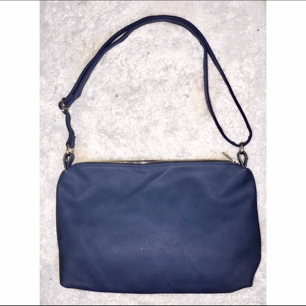 Navy blue leather shoulder/ crossbody bag