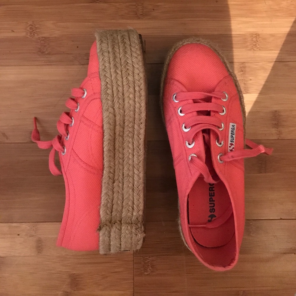 Espadrilles Supergas Coral Pink Flatform Sneakers