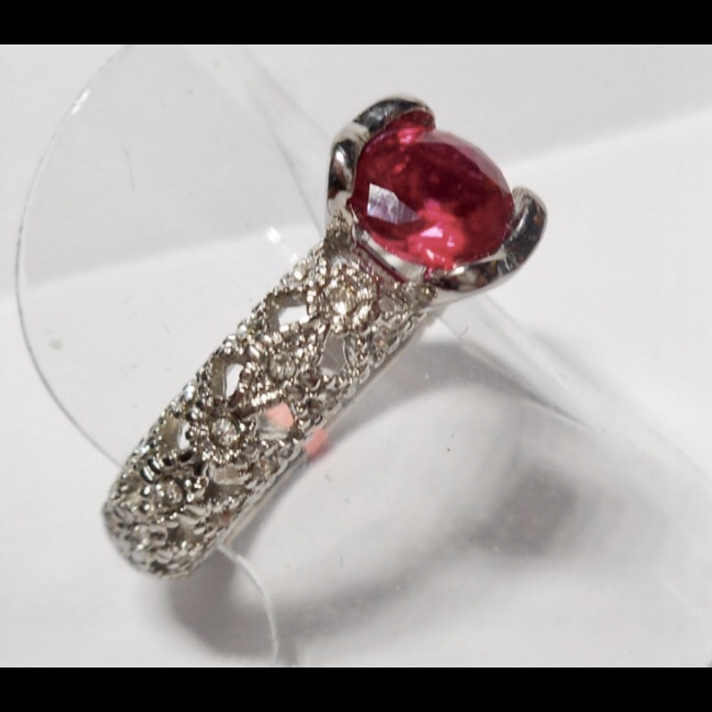 Ruby And White Topaz Ring - image 1