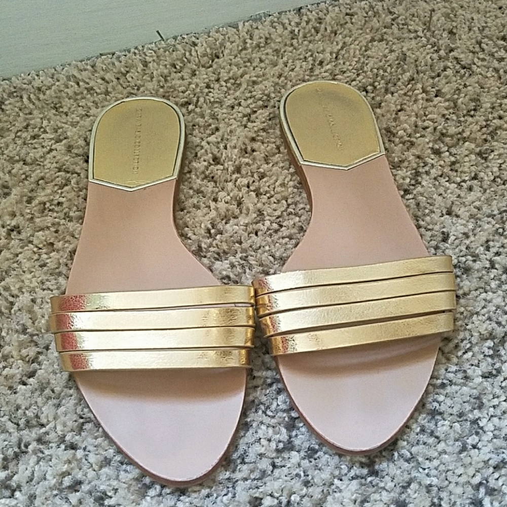 Zara Metallic Strappy Slides