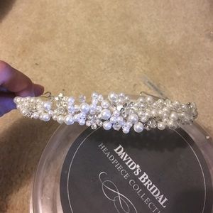 Pearl and crystal wedding tiara