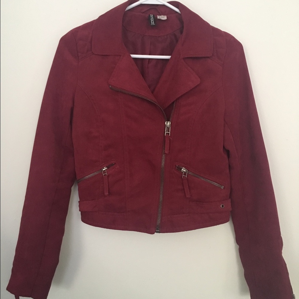 Divided brand, faux suede burgundy jacket.