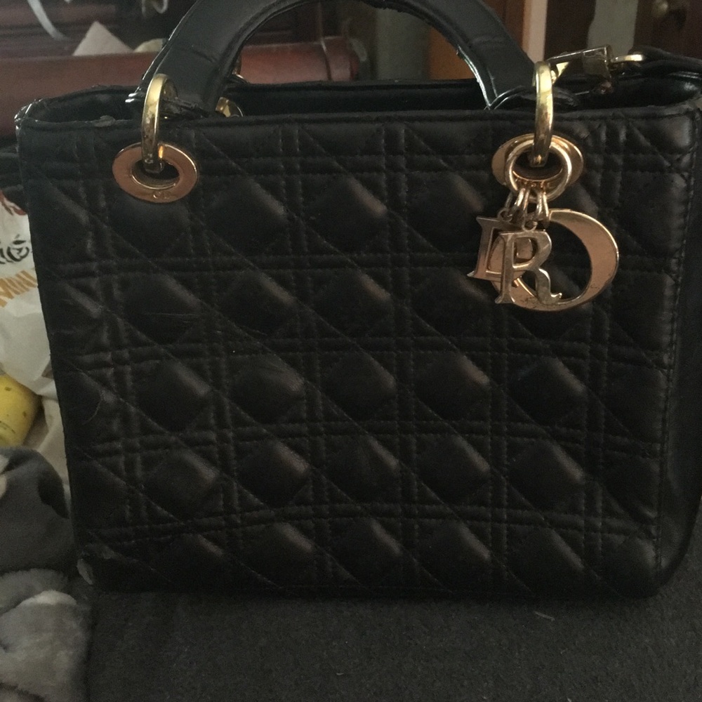 Black quilted leather Christian Dior purse