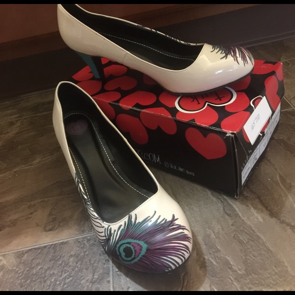 Tuk Shoes | Nib Peacock Kitten Heel Size 11 | Poshmark T.U.K. SHOES ~ Women's High Heels Colorful Peacock Feather