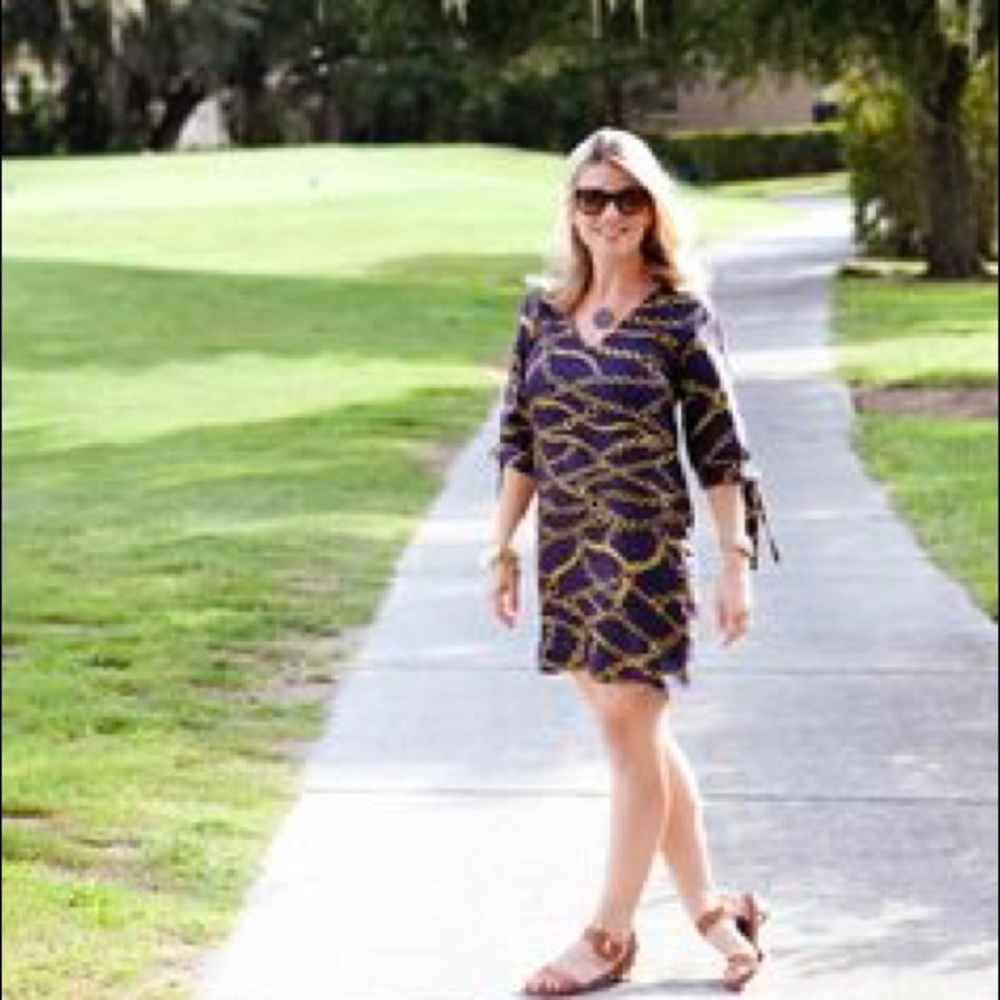 BRITT RYAN PURPLE GOLDEN CHAIN COLD SHOULDER SZ 4