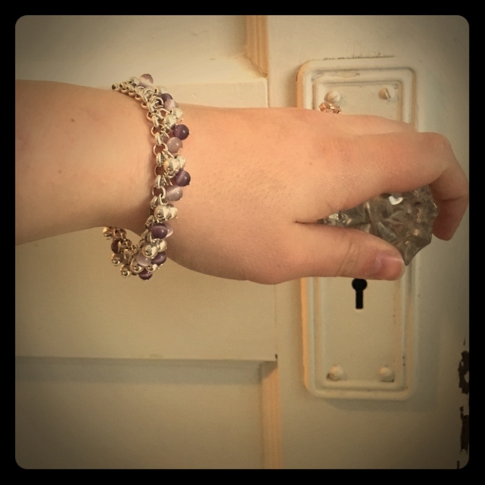 Purple & Silver Beaded Bracelet
