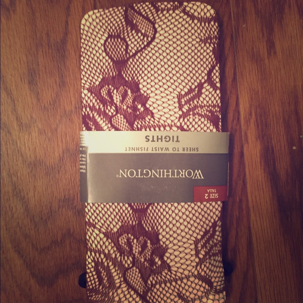 Brown floral! Fishnet tights size 2 never worn.