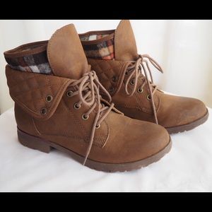 Vegan Leather Lace Up Boots