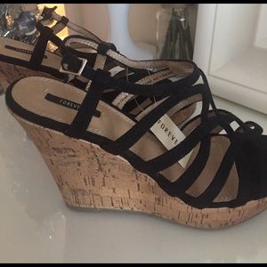 NWT F21 Black Wedge Shoes