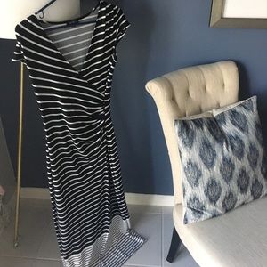 Black and white striped maxi dress