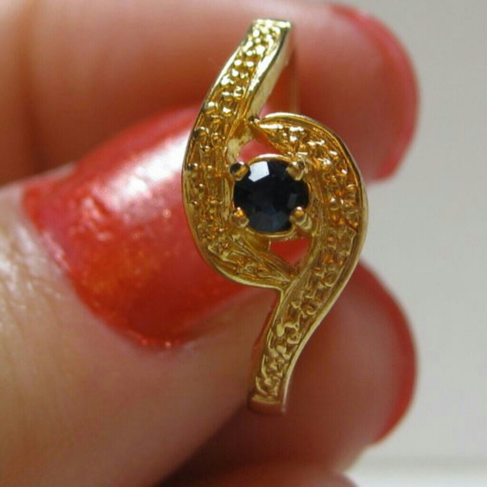 New 18K Gold Filled Blue CZ Ring Size 6.5