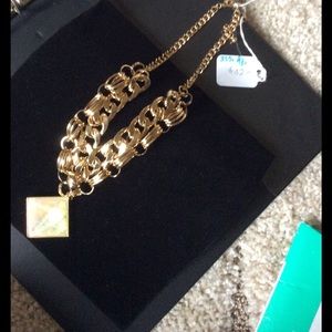 Chain statement necklace with iridescent pendant