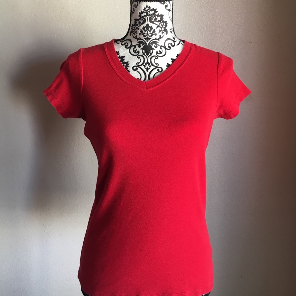 Ladies cute s/s tshirt Vneck sz S