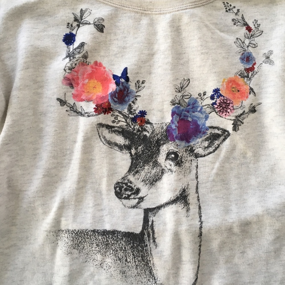 Lovely GARAGE Shirt with Floral Deer Design