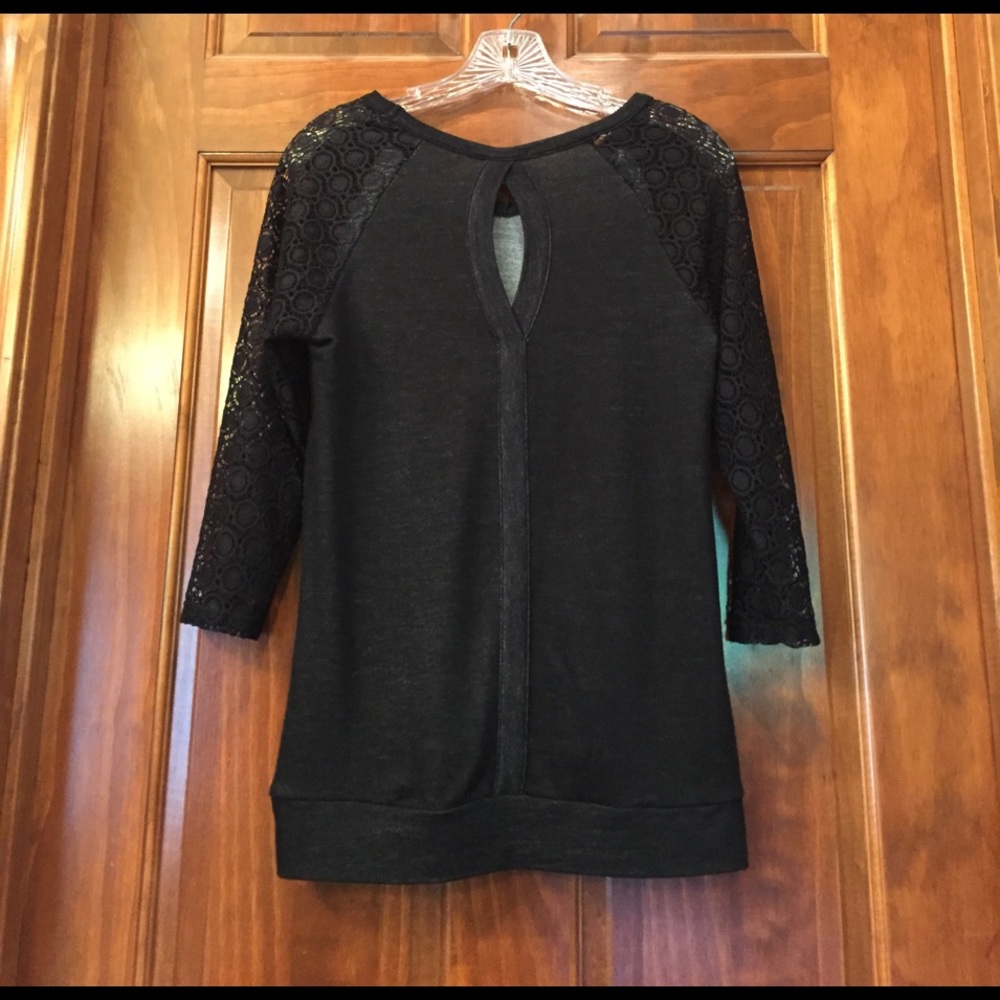 Black 3/4 length lace sleeve New without tags