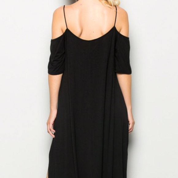 🌸CLEARANCE🌸BLACK Cold Shoulder Maxi Dress - Picture 4 of 4