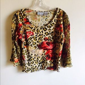 JANE ASHLEY Top Animal Print and Rises Sz M
