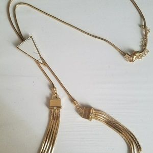 Akira white and gold bolo necklace