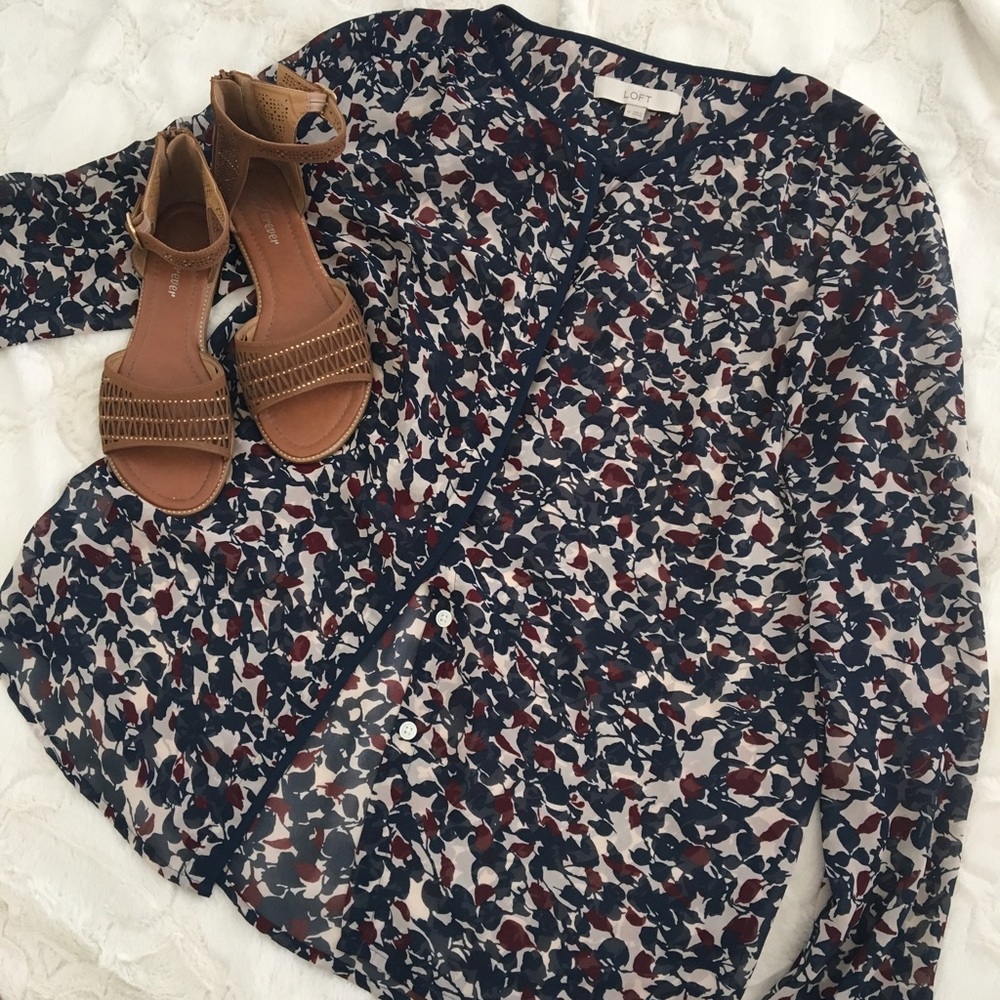 Loft floral button down blouse - Picture 1 of 6