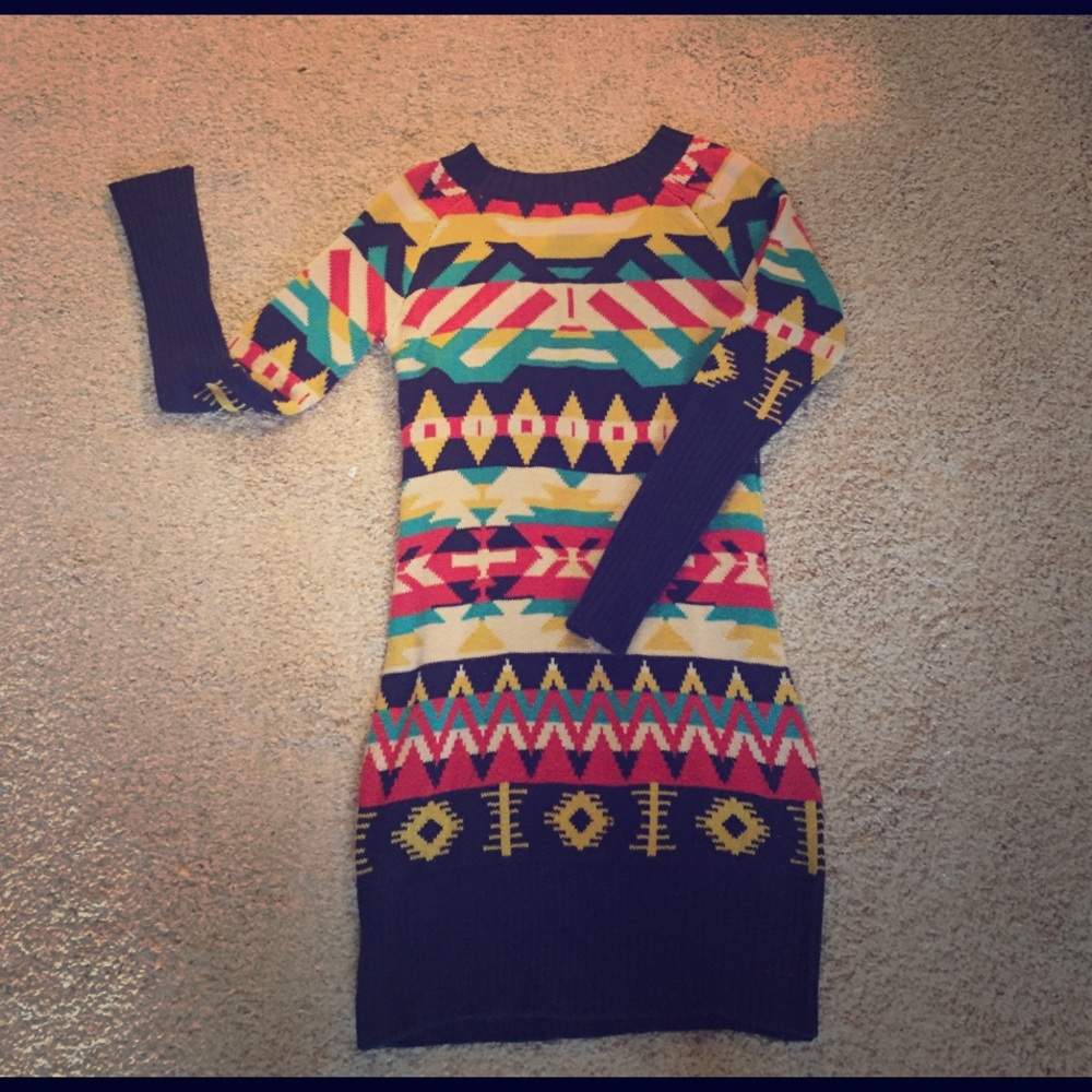 Multi Colored thick sweater dress