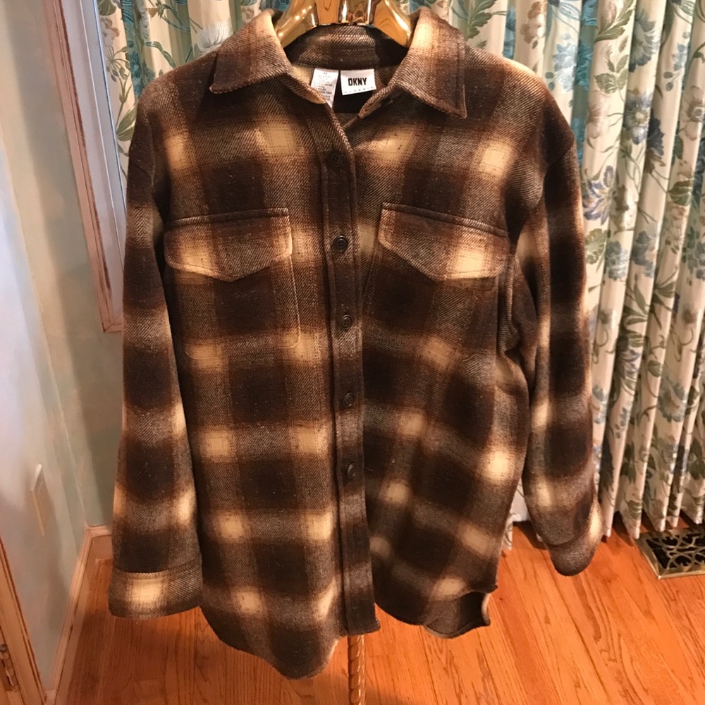 VINTAGE DKNY plaid button down sweater