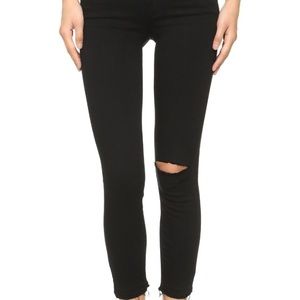 PAIGE Verdugo Crop Skinny Jeans - black ripped 25