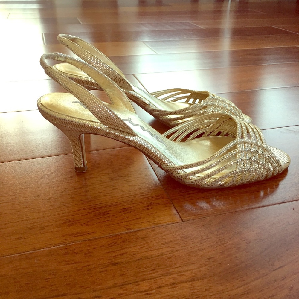Nina gold slingback heels