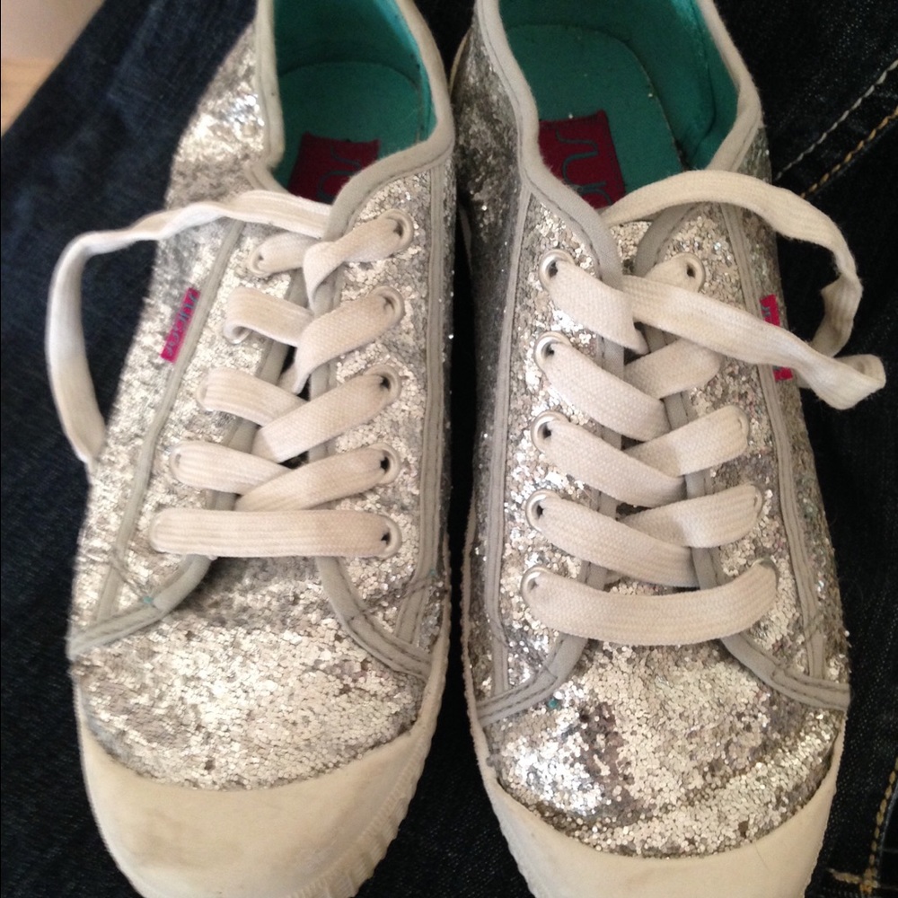 Silver glitter sneakers