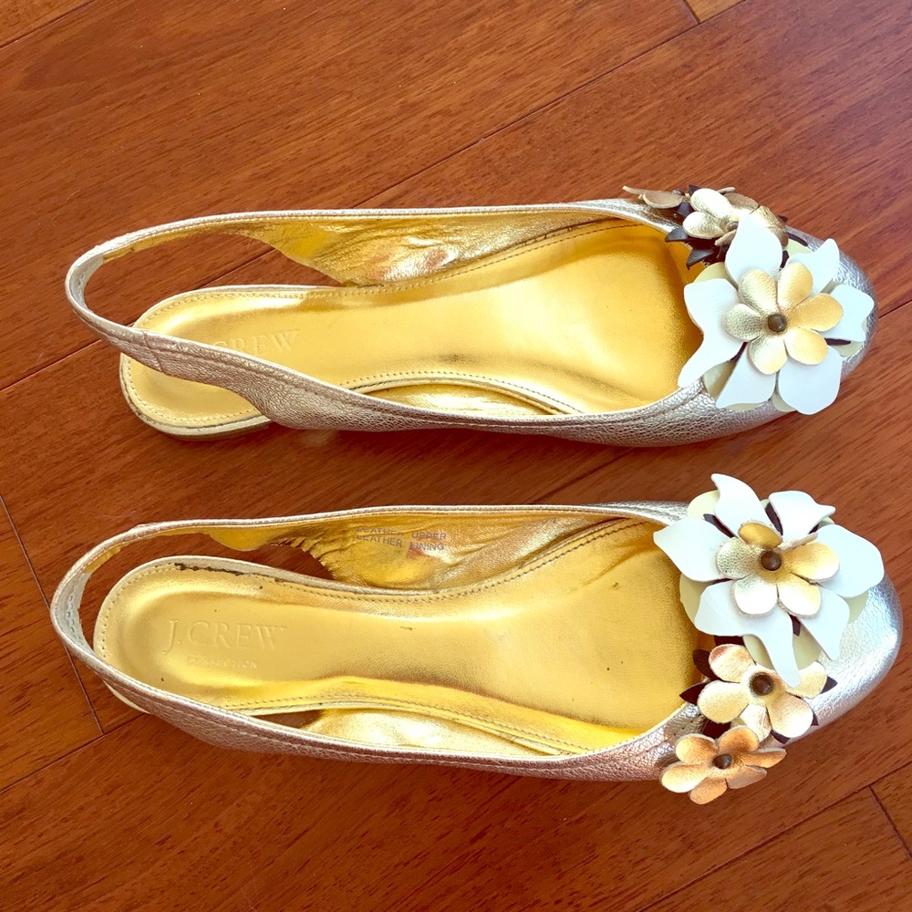 J.Crew Collection slingback flats w/ floral detail