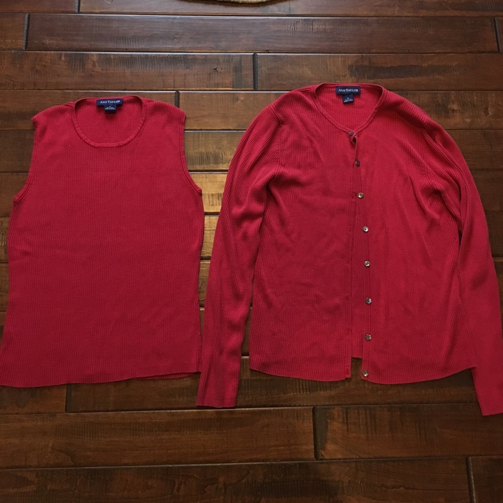 Beautiful red silk Ann Taylor sweater set