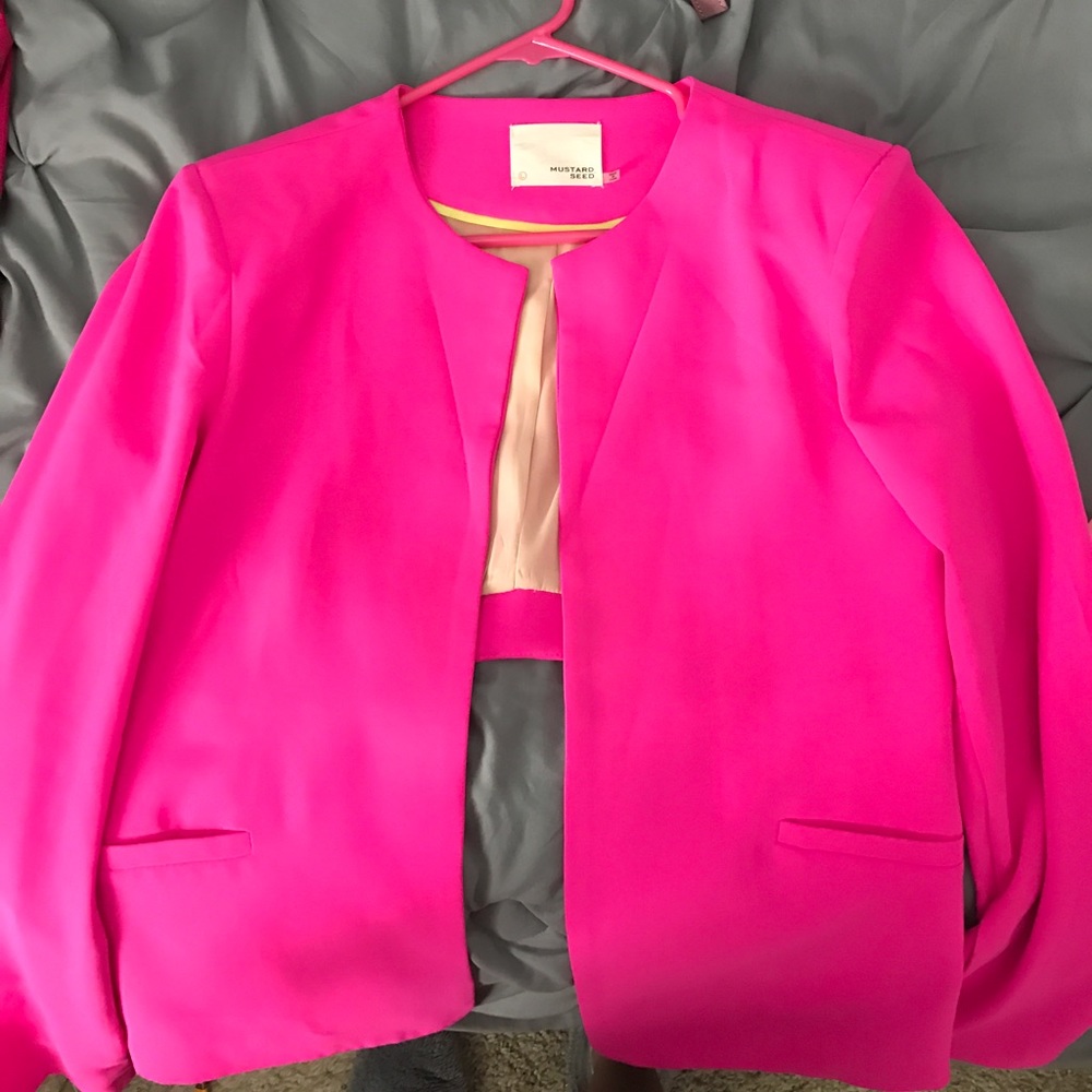 Hot pink blazer by Mustard Seed