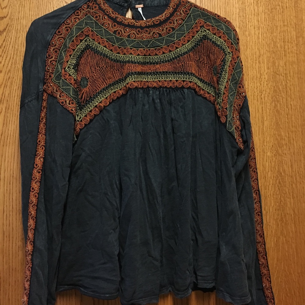 Flowy embroidered FP top