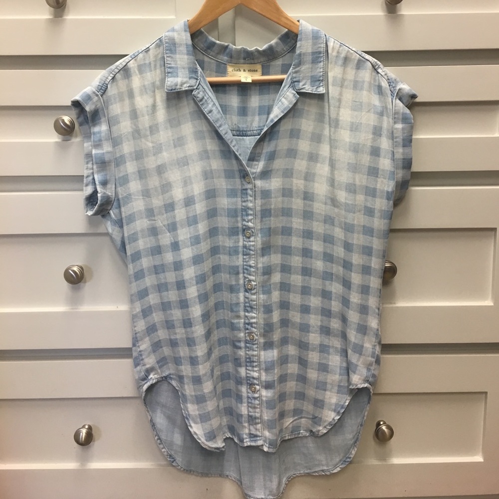 Gingham printed chambray shirt