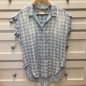 Gingham printed chambray shirt