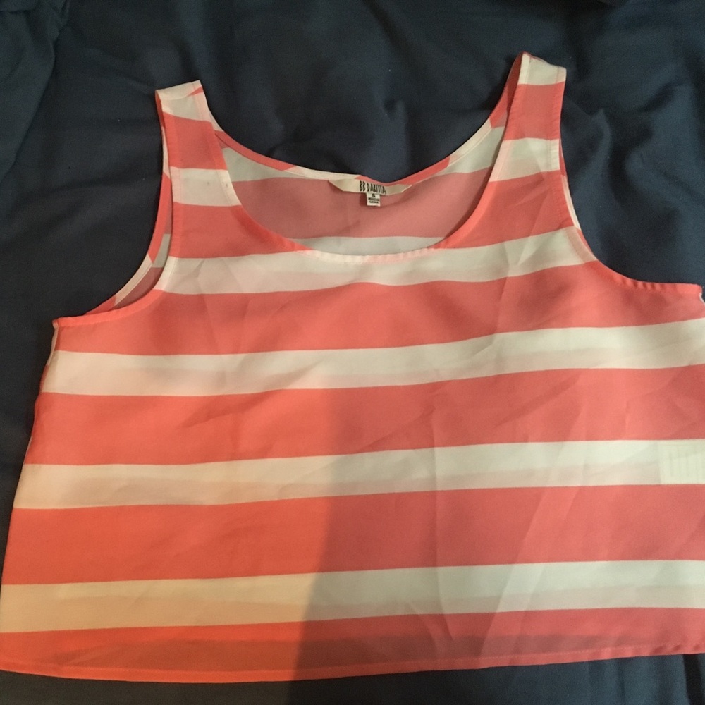Salmon/White striped crop top