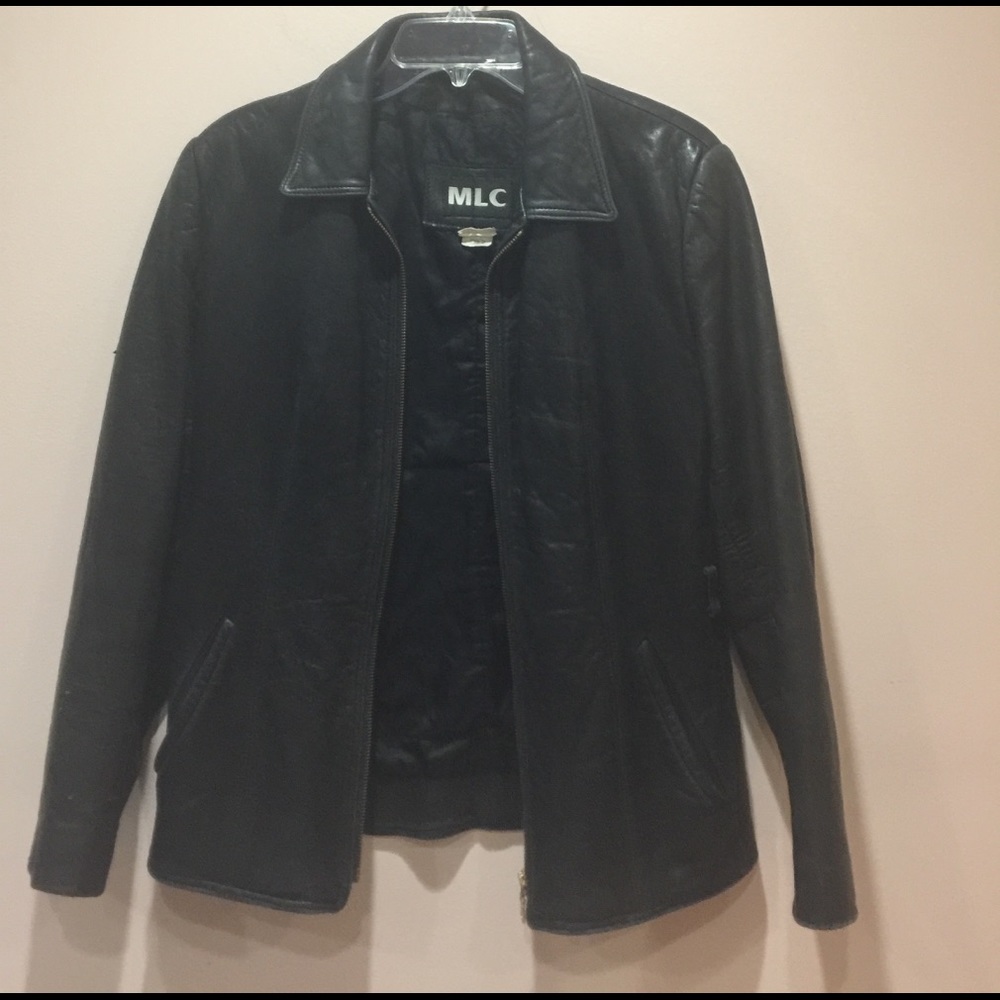 Black leather moto jacket