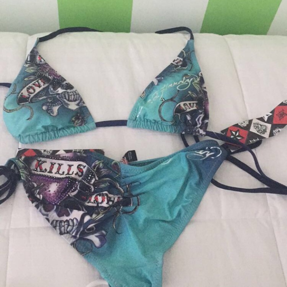 Ed hardy bikini top and matching bottom