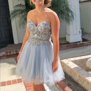 Windsor Formal Prom Short Beaded Silver/Grey Dress