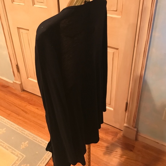 Black open long sleeve cardigan with pockets - Picture 3 of 4