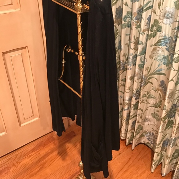 Black open long sleeve cardigan with pockets - Picture 4 of 4