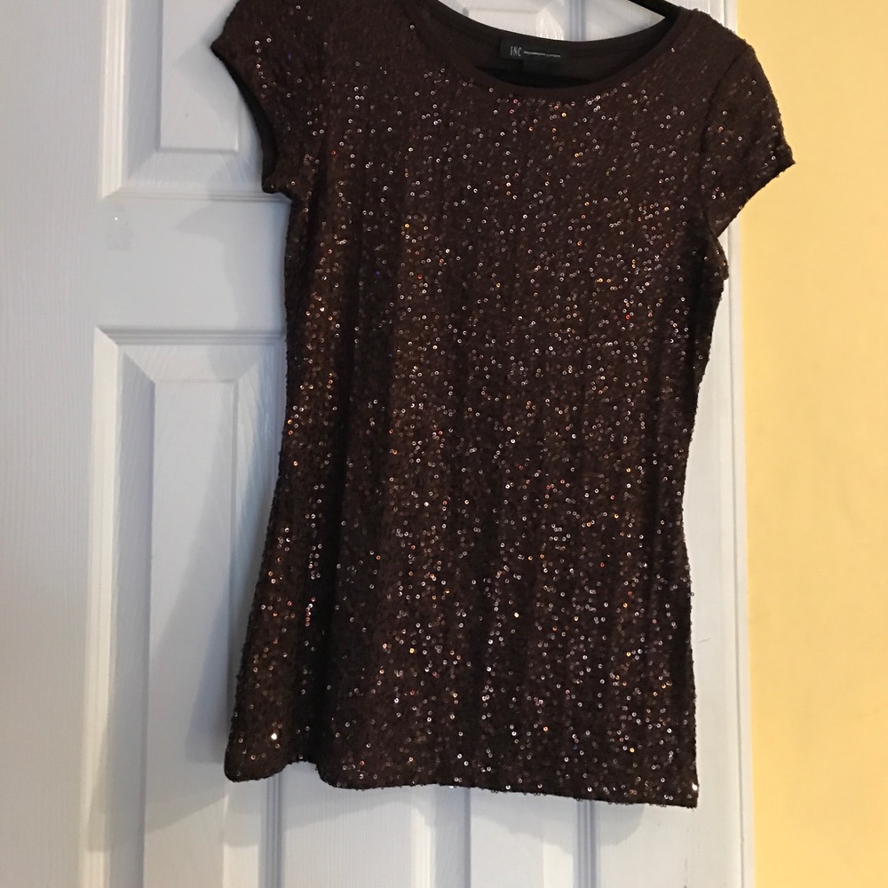 Brown sequin top