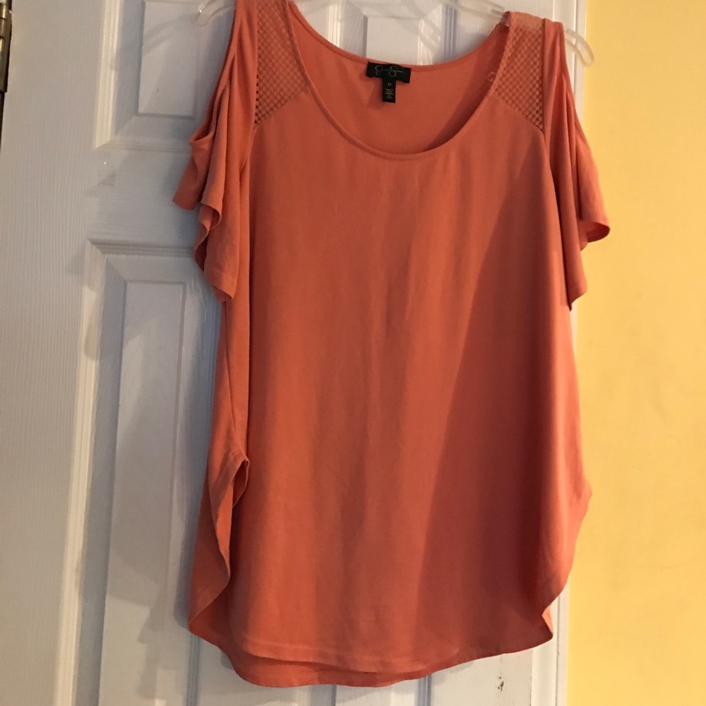 Terra-cotta cold shoulder top