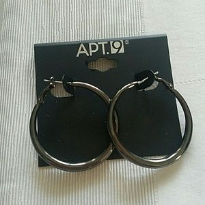 Metallic black hoop earrings