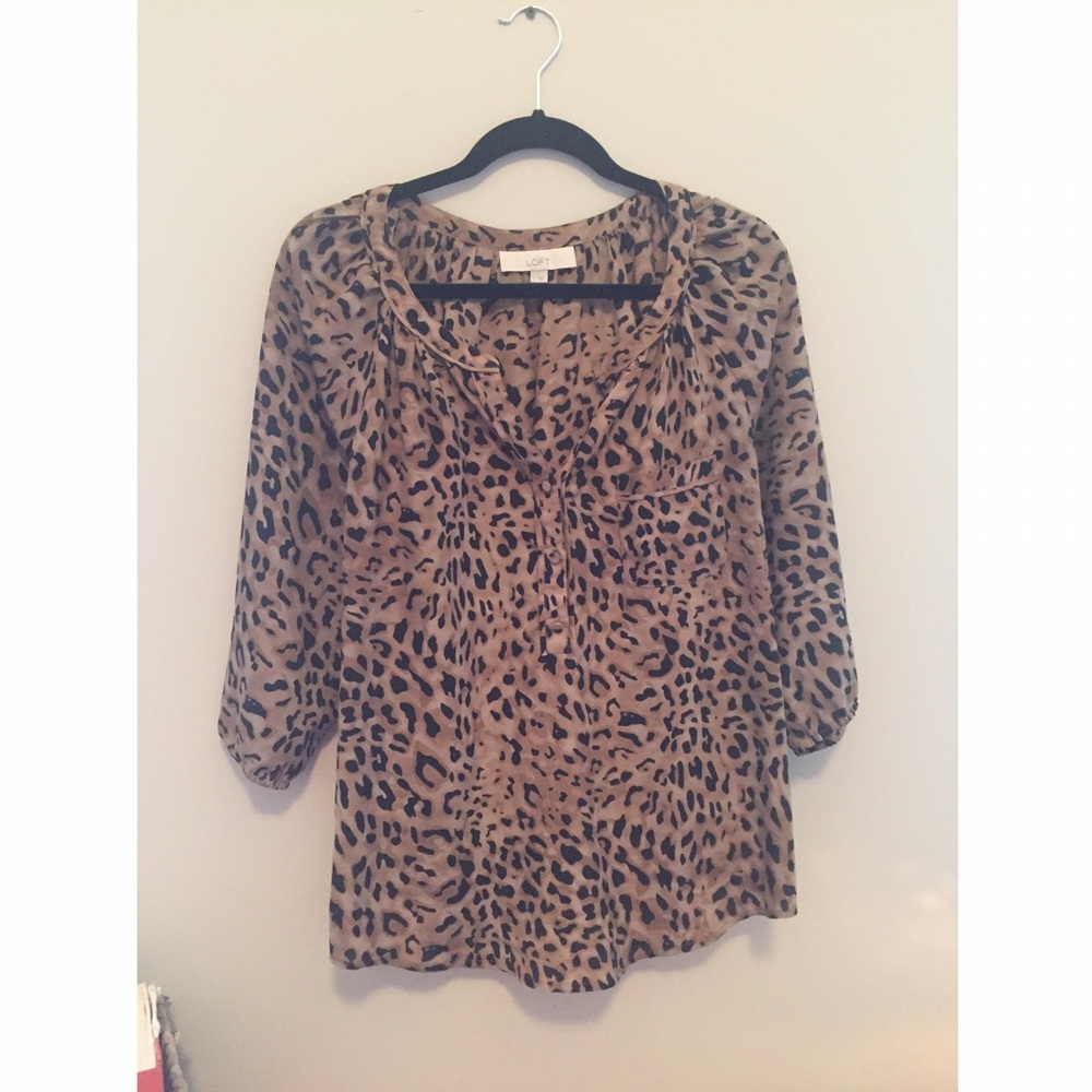 🐆 LOFT Leopard Blouse