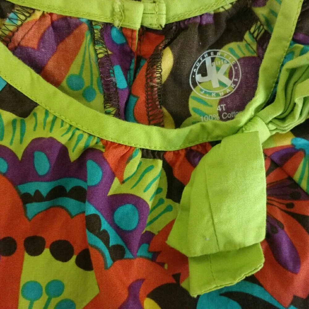 JKhaki Bold Colored Floral Print Dress with 3d Bow - Picture 6 of 8