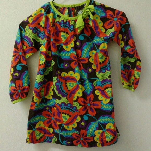 JKhaki Bold Colored Floral Print Dress with 3d Bow - Picture 2 of 8