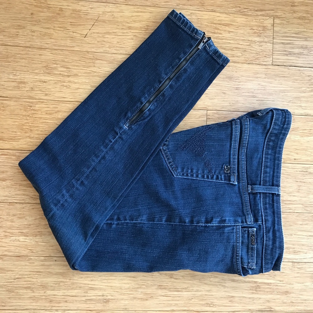 Joe jeans, dark wash, skinny, ankle zippers